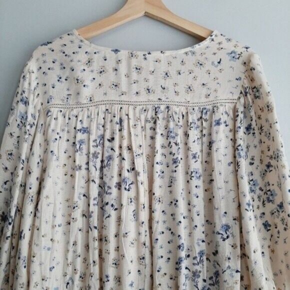 LOVESTITCH Boho Wrap Style V-Neck Surplice Floral Blouse Sz S - Picture 9 of 12